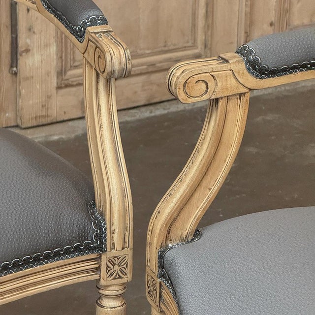 Pair Antique French Louis XVI Medallion Armchairs ~ Fauteuils For Sale - Image 17 of 18