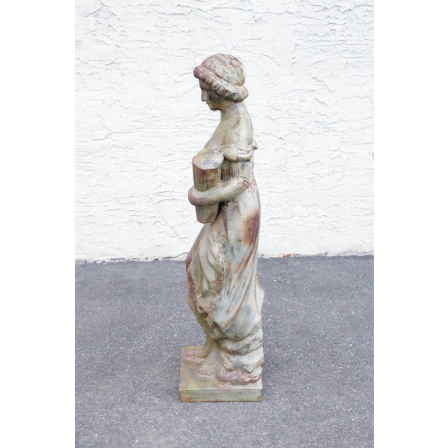 Vintage Cast Iron Garden Statue of a Lady For Sale - Image 11 of 12