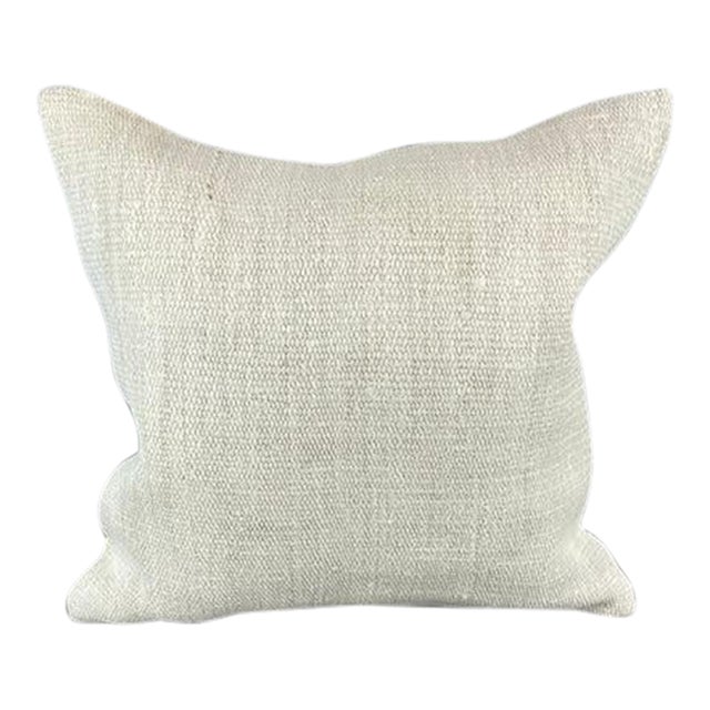 20 x 20 Hemp Pillow Turkish Cushion Natural Grayish White Pillow Cushion Cover For Sale