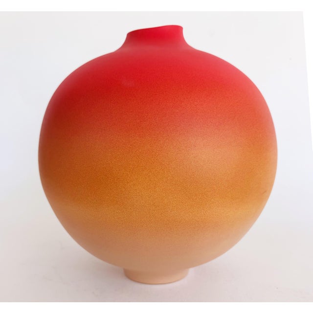 Vintage Ochre to Vibrant Orange Ombré Pottery Vessel Signed Williams For Sale In Miami - Image 6 of 7