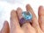 Bochic "Orient" Vintage Blue Topaz & Pink Sapphire Cocktail Ring 18K Gold & Silver, Size 7 For Sale - Image 16 of 18