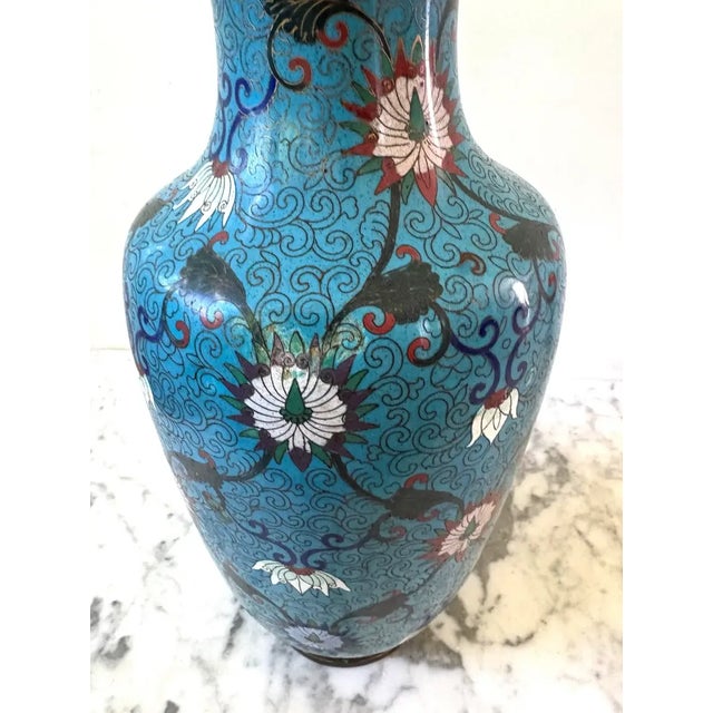 Late 19th Century Late 19th Century Chinese CloisonnÃ© Enamel Vase With Floral Design For Sale - Image 5 of 6