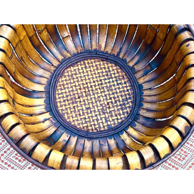 Bamboo and Rattan Hand Woven Basket / Pedestal Centerpiece For Sale In New York - Image 6 of 11