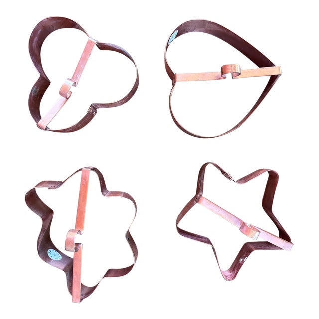Vintage Solid Copper Cookie Cutters - Set of 4 For Sale