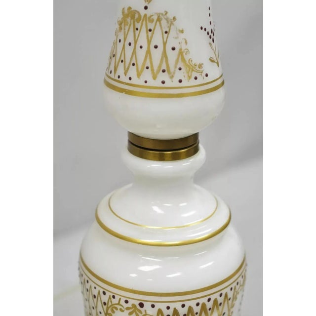 Mid 20th Century Vintage French Neoclassical Gold Gilt White Porcelain Column Table Lamps - Pair For Sale - Image 5 of 11