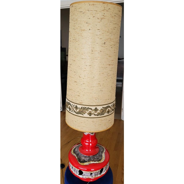 Mid-Century Modern Vintage West German Red Ceramic Double Lighting, 1970s For Sale - Image 3 of 18