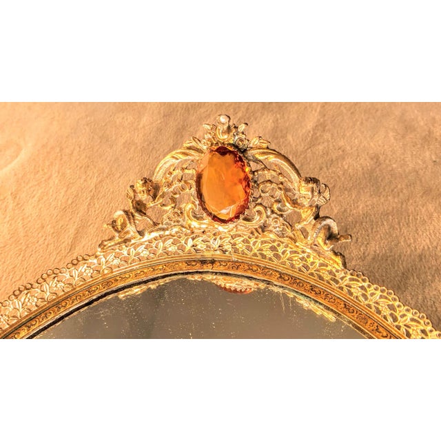 Mid 20th Century Hollywood Regency Large Vanity Tray With Cupids in Ormolu For Sale - Image 5 of 12