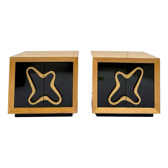 Mid-Century Modern Biomorphic Wood Nightstands End Tables For Sale