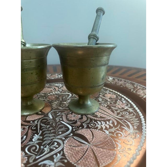 Pair of Vintage Brass Mortar and Pestles For Sale In Washington DC - Image 6 of 6