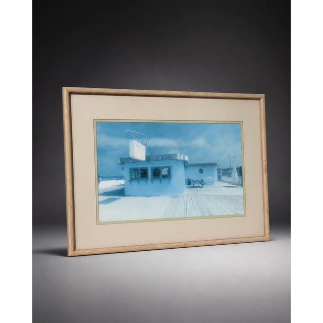 Coastal Large Framed Blue Coastal Boardwalk Print For Sale - Image 3 of 4