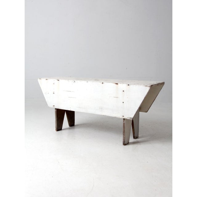 Antique White Farmhouse Bench For Sale - Image 13 of 18