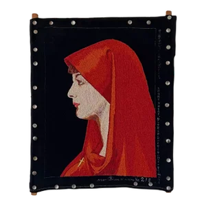 Vintage Embroidery on Frame of Saint Fabiola, Physician