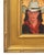 Impressionist oil painting on an artist's hardboard panel of a western cowgirl with a hat displayed in a complementary...