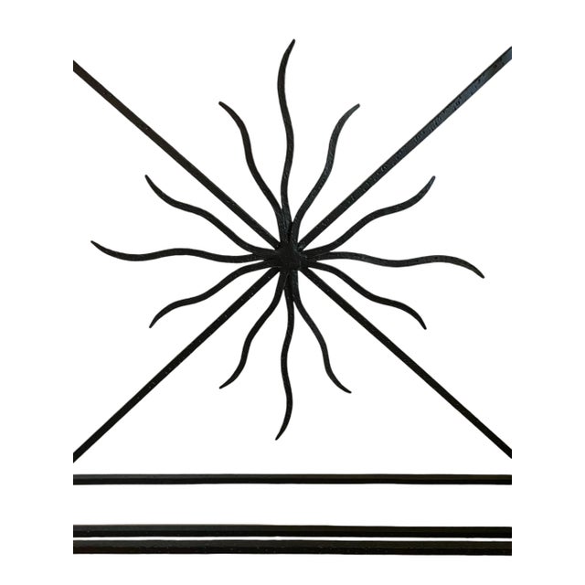 Black Mid-Century Art-Deco Style Console With Iron Sunburst Motif and Granite Top For Sale - Image 8 of 11