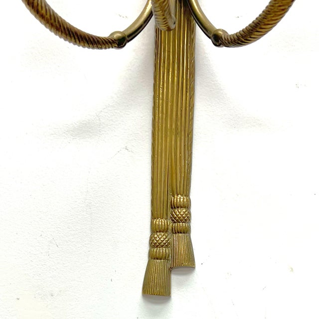 Pair of 19th Century Louis XVI Style Knot & Tassel Appliqué Wall Candle Sconces For Sale - Image 4 of 8