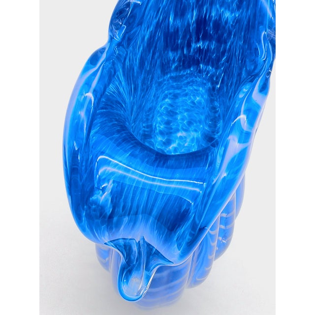 Glass Vintage Cobalt Murano Style Swirl Vase or Pitcher For Sale - Image 7 of 8