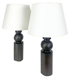 Table Lamps in Stained Pine by Uno & Östen Kristiansson for Luxus, 1960s, Set of 2