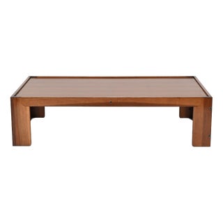 Large Walnut Coffee Table attributed to Afra and Tobia Scarpa for Cassina, Italy, 1960s For Sale