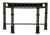 English Midcentury Demilune Table with Ebonized Bamboo Base, White Marble Top For Sale