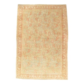 Antique Mahal Handmade Oriental Yellow & Orange Rug For Sale