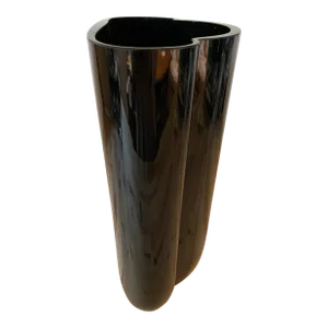 Mid 20th Century Alvar Aalto Style Black Modernist Curved Vase