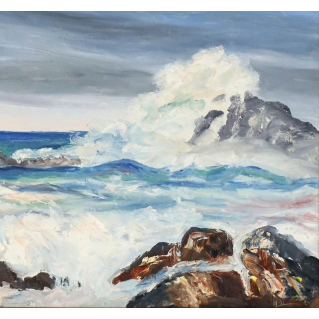 Mid Century Original Big Sur Seascape Oil Painting Gorgeous mid century Big Sur seascape oil painting by California artist...