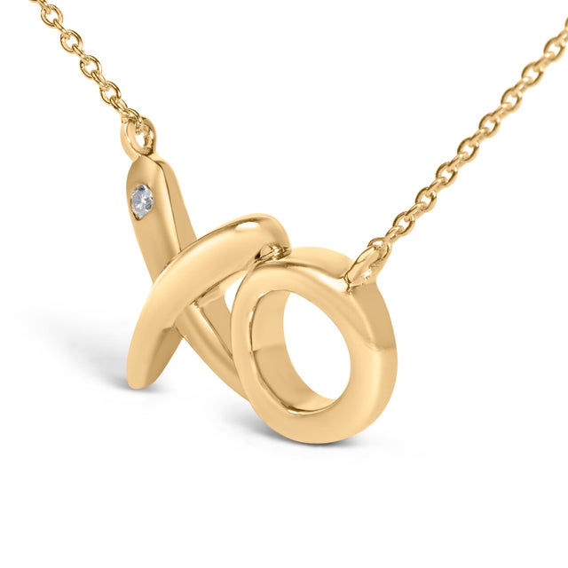 Haus of Brilliance Gold Vermeil Diamond Accent "XO" Necklace For Sale - Image 4 of 6