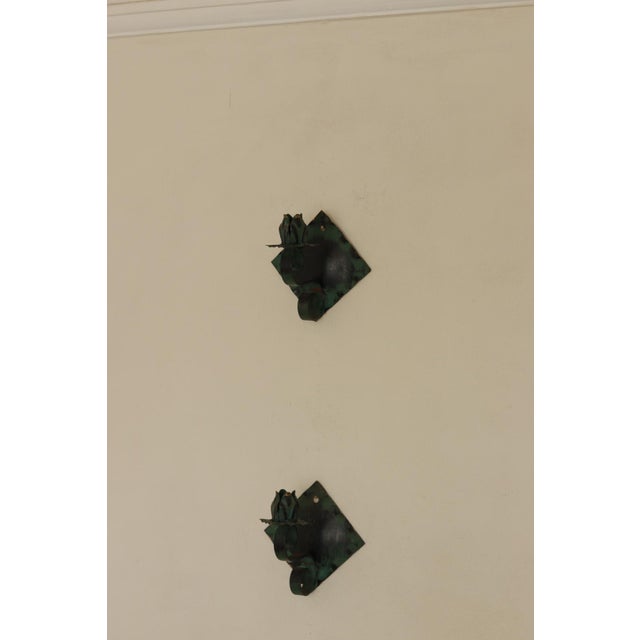 Metal Vintage Swedish Verdigris Sconces in Metal, Set of 2 For Sale - Image 7 of 18