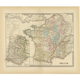 Cartographic Overview of Gallic Tribes and Roman Provinces, 1880 For Sale
