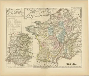 Cartographic Overview of Gallic Tribes and Roman Provinces, 1880
