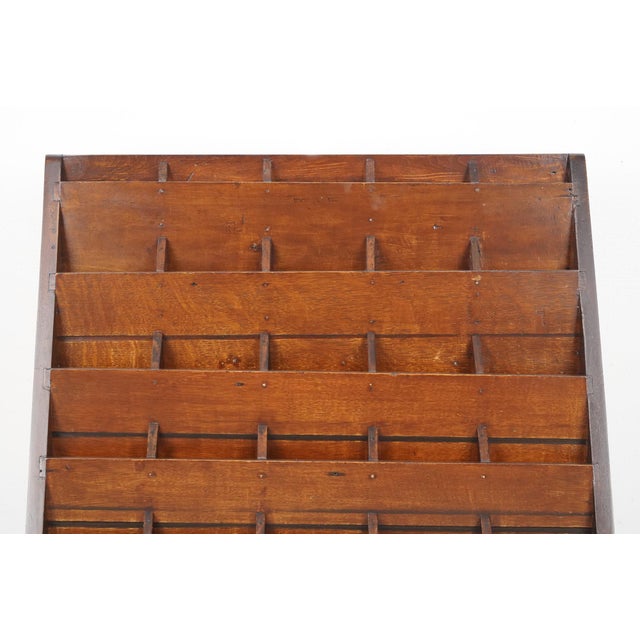 Antique Sloped Oak Letter Retail Display Rack For Sale - Image 4 of 8