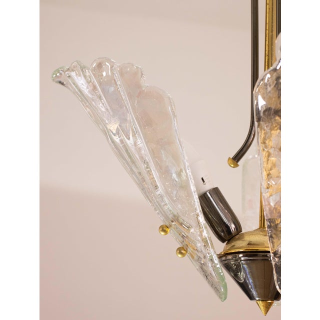 1970s Murano Chandelier With 3 Leaves Iridescent in Murano Glass For Sale - Image 11 of 12