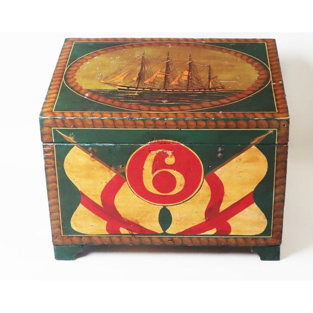 Come aboard a sailing ship and be enchanted by this antique chest. According to the inscription, this lovely chest came...