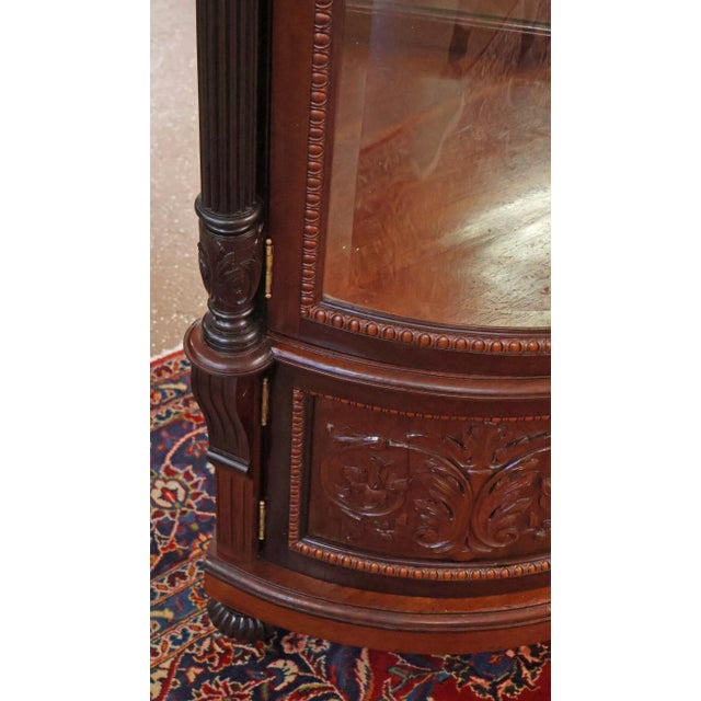 19th Century Victorian RJ Horner Carved Mahogany Beveled Glass Corner Cabinet For Sale - Image 12 of 15