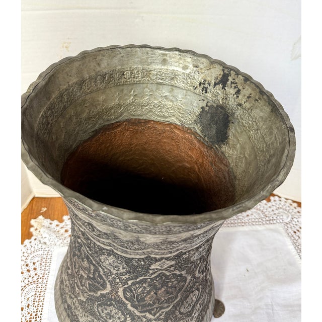 Persian Antique Vase Cachepot Trashcan or Umbrella Stand For Sale - Image 3 of 3