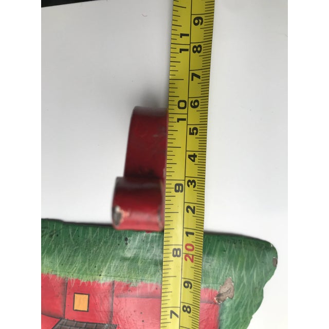 Red Vintage Hand Painted Metal Assateague Island Virginia Lighthouse Wall Hook For Sale - Image 8 of 11