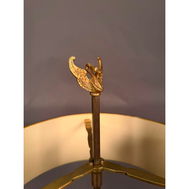 Late 19th Century French Empire Bouillotte Tole-Painted Lamp With Swan Finial, Circa 1890 For Sale - Image 13 of 15