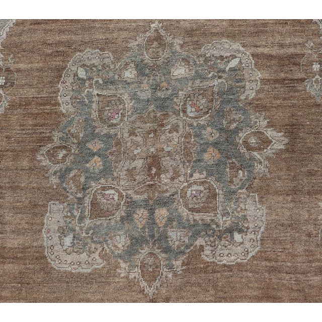 Vintage Turkish Kars Rug With Floral Medallion in Camel, Tan, Taupe and Grey For Sale - Image 10 of 12
