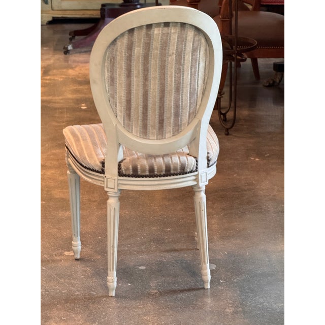Antique White Mid 20th Century Set of Six French Louis XVI Style Dining Chairs For Sale - Image 8 of 9