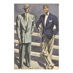 1950 French Mid-Century Men's Tailoring Lithograph