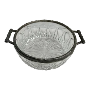 Crystal Serving Bowl With Faux Bamboo Handles
