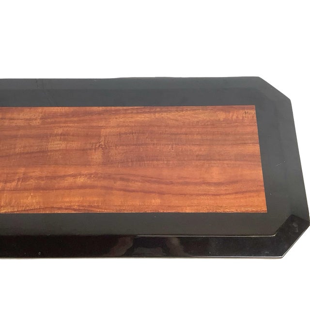 1990s Vintage Postmodern Black Lacquer Console Table | Sculptural Leg Sofa Table For Sale - Image 5 of 18