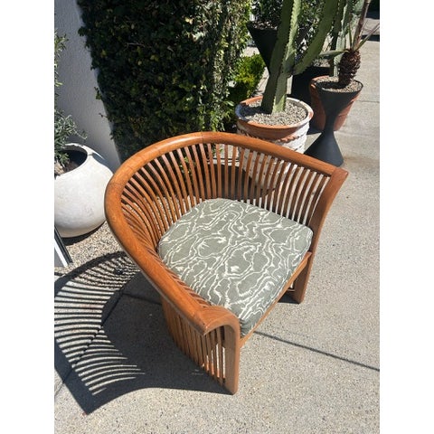 Wood Vintage Curved Slat Teak Wood Lounge Chair For Sale - Image 7 of 11