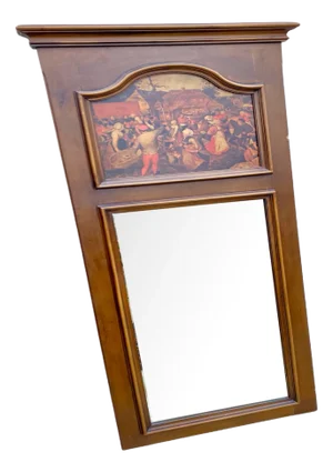 French Trumeau Wooden Mirror, 1970s