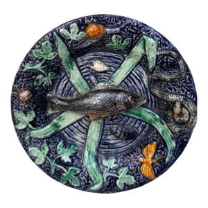 Small Majolica Palissy Fish Wall Platter Circa 1890
