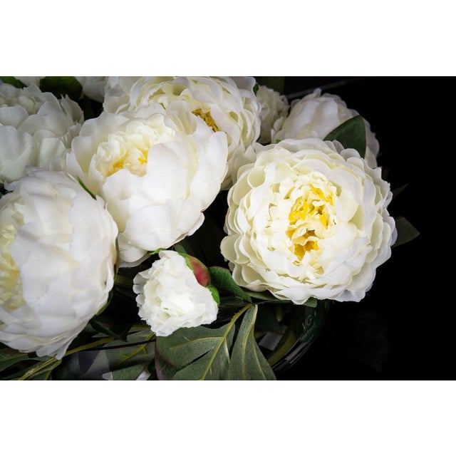Italian Round Glass and Artificial White Peony Composition from VGnewtrend For Sale - Image 3 of 8