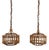 Italian Handcrafted Cane and Rattan Pendants Light in the style of Albini, 1960s, Set of 2 For Sale