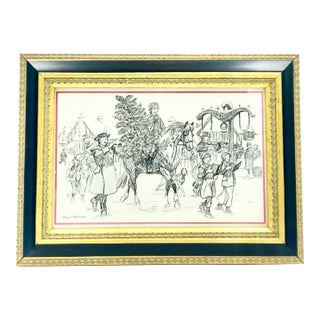 Vintage 1980s Paul Brown for Brooks Brothers Framed Holiday Christmas Card For Sale