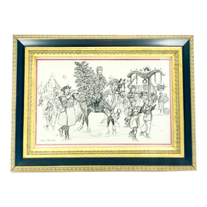 Vintage 1980s Paul Brown for Brooks Brothers Framed Holiday Christmas Card