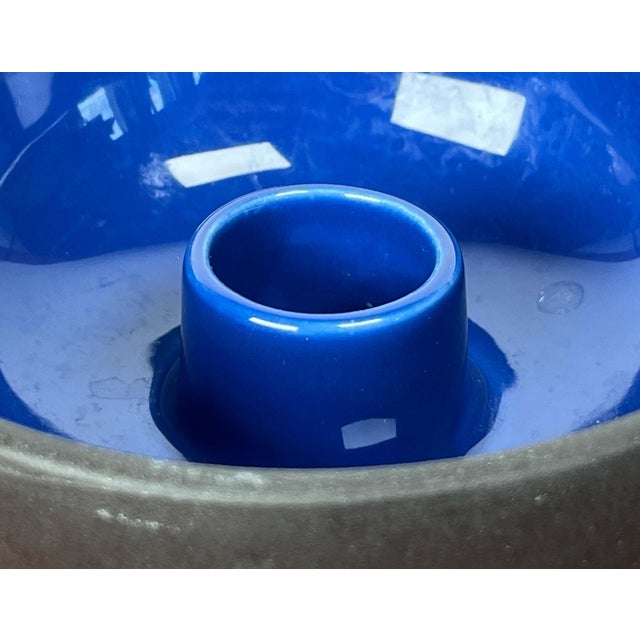 Blue Vintage Danish Blue Ceramic Candleholder from Stelton For Sale - Image 8 of 18